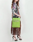 American Darling Messenger Hand Tooled Hair On Genuine Leather Western Women Bag Handbag Purse | Cute