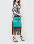 American Darling Messenger Hand Tooled Hair On Genuine Leather Western Women Bag Handbag Purse | Cute