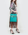 American Darling Messenger Hand Tooled Hair On Genuine Leather Western Women Bag Handbag Purse | Cute