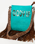 American Darling Messenger Hand Tooled Hair On Genuine Leather Western Women Bag Handbag Purse | Cute