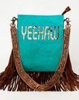 American Darling Messenger Hand Tooled Hair On Genuine Leather Western Women Bag Handbag Purse | Cute