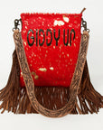 American Darling Messenger Hand Tooled Hair On Genuine Leather Western Women Bag Handbag Purse | Cute