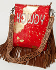 American Darling Messenger Hand Tooled Hair On Genuine Leather Western Women Bag Handbag Purse | Cute