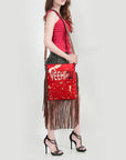 American Darling Messenger Hand Tooled Hair On Genuine Leather Western Women Bag Handbag Purse | Cute
