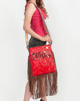 American Darling ADBGS192BK Messenger Hair-On Genuine Leather Women Bag Western Handbag Purse