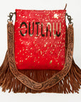 American Darling Messenger Hand Tooled Hair On Genuine Leather Western Women Bag Handbag Purse | Cute