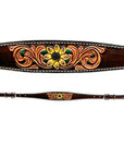 Bar H Equine Western Horse Hand Tooled Genuine Leather Wither Strap Brown
