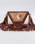 American Darling Clutch Hand Tooled Hair-On Genuine Leather Women Bag Western Handbag Purse