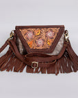 American Darling Clutch Hand Tooled Hair-On Genuine Leather Women Bag Western Handbag Purse
