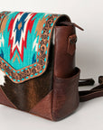 American Darling Backpack for Women, Hand Tooled Floral Leather, Hair-On Cowhide, Woven Saddle Blanket, Genuine Leather