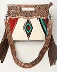 American Darling Clutch Hand Tooled Saddle Blanket Fabric Genuine Leather Western Women Bag Handbag Purse | Purses for Cute