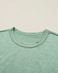 Solid Short Sleeve Tee and Drawstring Pants Set