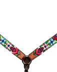 Bar H Equine Western Leather Horse Headstall & Breast Collar Brown