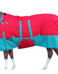 Hilason 600D Winter Waterproof Horse Turnout Blanket Belly Wrap Red & Turquoise