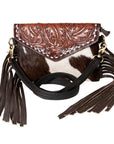 Ohlay Bags KBK120 Envelope Hand Tooled Hair-On Genuine Leather Women Bag Western Handbag Purse