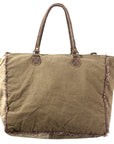 OHLAY KB348 TOTE Upcycled Canvas Genuine Leather women bag western handbag purse