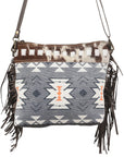 OHLAY KB350 Cross Body Upcycled Canvas Hair-On Genuine Leather women bag western handbag purse