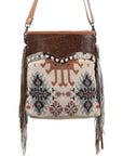 OHLAY MESSENGER Upcycled Wool Upcycled Canvas Embossed Hair-on Genuine Leather women bag western handbag purse