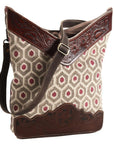 OHLAY MESSENGER Hand Tooled Upcycled Wool Upcycled Canvas Genuine Leather women bag western handbag purse