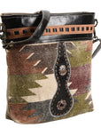 OHLAY MESSENGER Upcycled Wool Upcycled Canvas Genuine Leather women bag western handbag purse