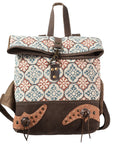 OHLAY KB377 Backpack Upcycled Canvas Genuine Leather women bag western handbag purse