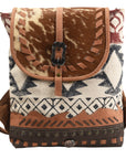 OHLAY KB385 Backpack Upcycled Canvas Hair-On Genuine Leather women bag western handbag purse