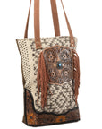 OHLAY KB394 TOTE Hand Tooled Upcycled Wool Upcycled Canvas Genuine Leather women bag western handbag purse