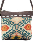 OHLAY KB395 Cross Body Upcycled Wool Upcycled Canvas Genuine Leather women bag western handbag purse