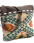 OHLAY KB395 Cross Body Upcycled Wool Upcycled Canvas Genuine Leather women bag western handbag purse