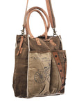 OHLAY KB411 TOTE Upcycled Canvas Genuine Leather women bag western handbag purse