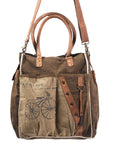 OHLAY KB411 TOTE Upcycled Canvas Genuine Leather women bag western handbag purse