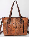 Handcrafted Crocodile Embossed Genuine Leather Women Western Tote Bag With Classic Style