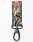 American Darling Hand Tooled Carved Genuine Leather Keyring