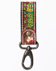 American Darling Hand Tooled Carved Genuine Leather Keyring