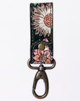 American Darling Hand Tooled Carved Genuine Leather Keyring