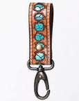 American Darling Hand Tooled Carved Genuine Leather Keyring