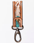 American Darling Hand Tooled Carved Genuine Leather Keyring
