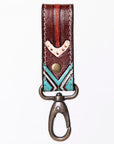 American Darling Hand Tooled Carved Genuine Leather Keyring