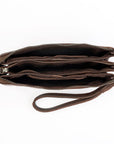 Vintage Handmade Genuine Cowhide Leather Clutch Purse For Women