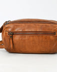 Spaghetti Western Swc411Tan Fanny Pack Vintage Handmade Drum Dyed Genuine European Cowhide Leather Women Bag Western Handbag Purse