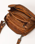 Spaghetti Western Swc448Tan Wallet Vintage Handmade Drum Dyed Genuine European Cowhide Leather Women Bag Western Handbag Purse