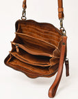 Spaghetti Western Swc448Tan Wallet Vintage Handmade Drum Dyed Genuine European Cowhide Leather Women Bag Western Handbag Purse