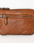 Spaghetti Western Swc436Tan Coin Purse Vintage Handmade Drum Dyed Genuine European Cowhide Leather Women Bag Western Handbag Purse