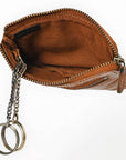 Spaghetti Western Swc436Tan Coin Purse Vintage Handmade Drum Dyed Genuine European Cowhide Leather Women Bag Western Handbag Purse
