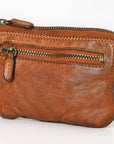 Spaghetti Western Swc436Tan Coin Purse Vintage Handmade Drum Dyed Genuine European Cowhide Leather Women Bag Western Handbag Purse