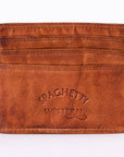 Spaghetti Western Swc451Cg Card-Holder Vintage Handmade Drum Dyed Genuine European Cowhide Leather Women Bag Western Handbag Purse