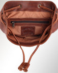 Spaghetti Western Swc427Tbrn Backpack Vintage Handmade Drum Dyed Genuine European Cowhide Leather Women Bag Western Handbag Purse