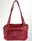 Spaghetti Western Swc430Rd Tote Vintage Handmade Drum Dyed Genuine European Cowhide Leather Women Bag Western Handbag Purse