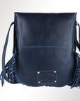 Spaghetti Western Swc429Blu Large Crossbody Vintage Handmade Drum Dyed Genuine European Cowhide Leather Women Bag Western Handbag Purse