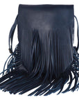 Spaghetti Western Swc429Blu Large Crossbody Vintage Handmade Drum Dyed Genuine European Cowhide Leather Women Bag Western Handbag Purse